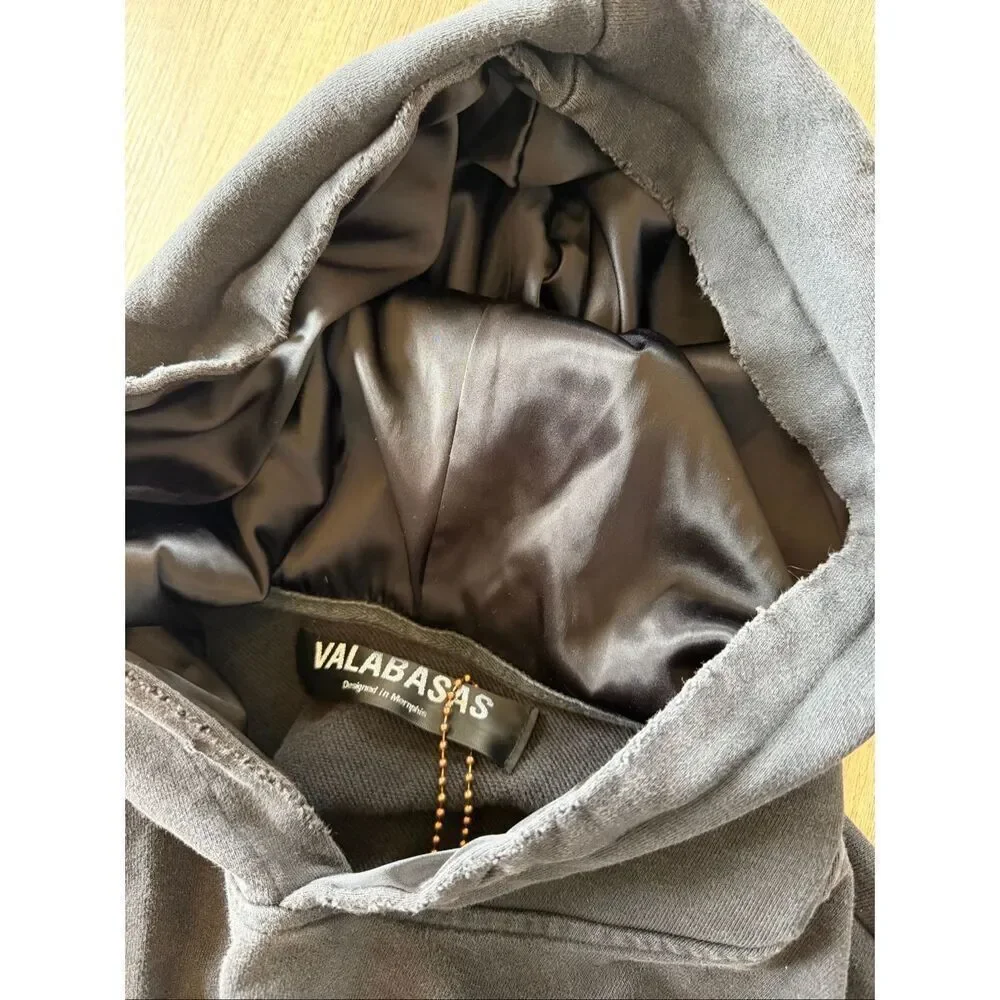 Valabasas Platinum Black Embroidered Oversized Hoodie, Men’s Small NEW